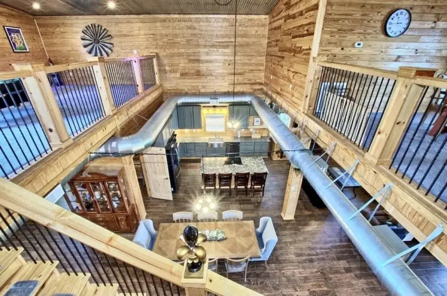 Custom tongue and groove pine throughout the Barndo